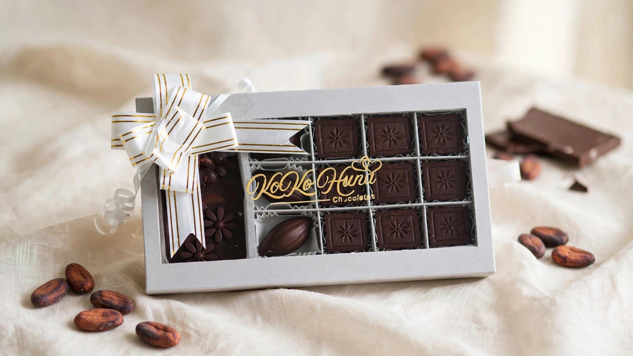 Dark Chocolates Box with Peanut Praline