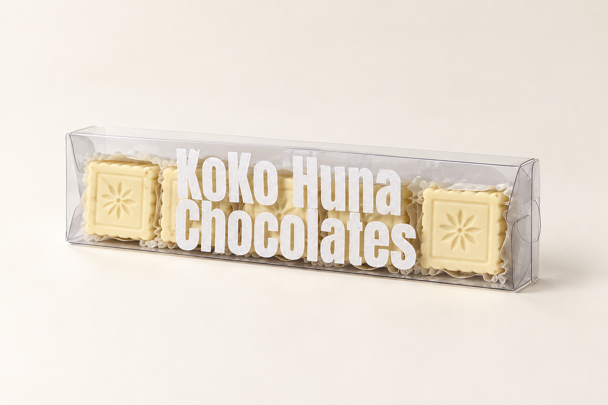 Coconut praline white chocolate bonbon box by KoKo Huna