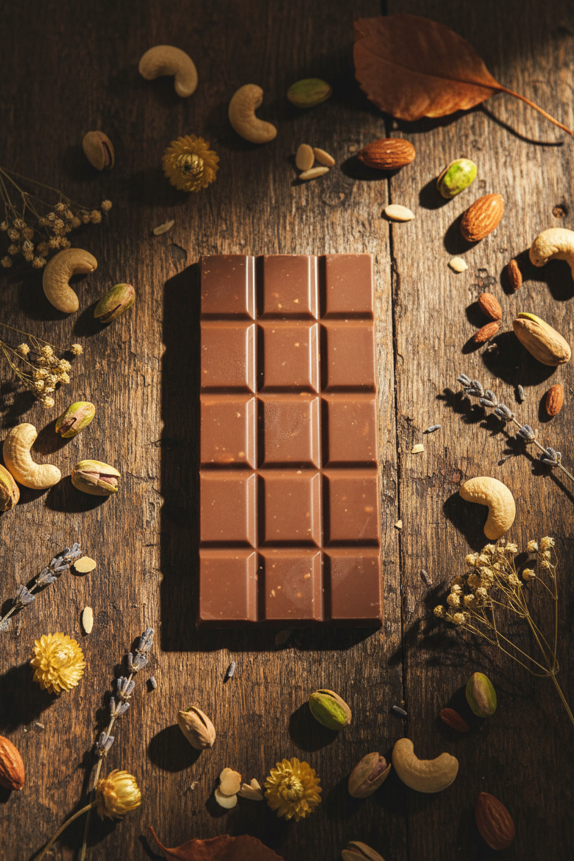 Golden Harvest — Cashew, Pistachio & Almond Milk Chocolate Bar